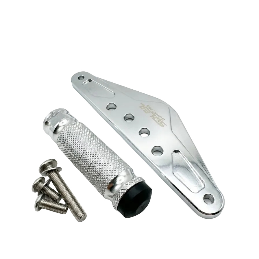 Yozma Foot Lock CNC aluminum bracket with knurled peg and mounting hardware