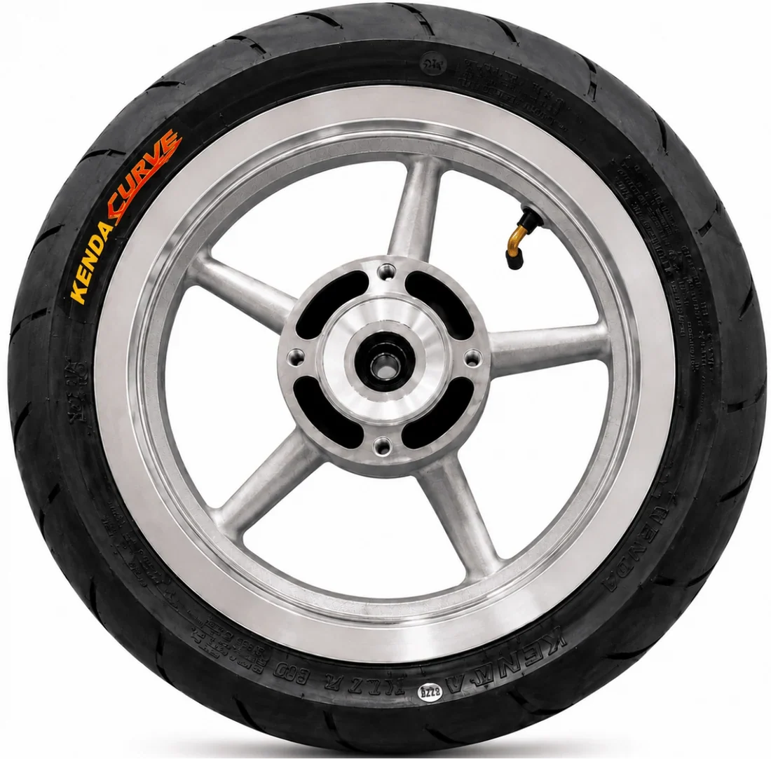 12 inch chrome supermoto wheel with Kenda Curve tire
